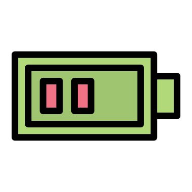 Yarısı Batarya Vektör Simgesi Tasarım Çizimi