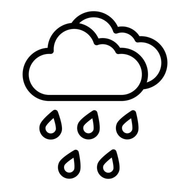 Şiddetli Yağmur Vektörü Simgesi Tasarım Çizimi