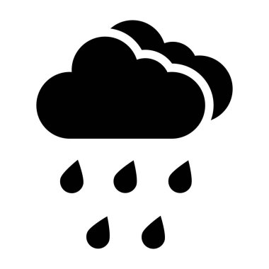 Şiddetli Yağmur Vektörü Simgesi Tasarım Çizimi