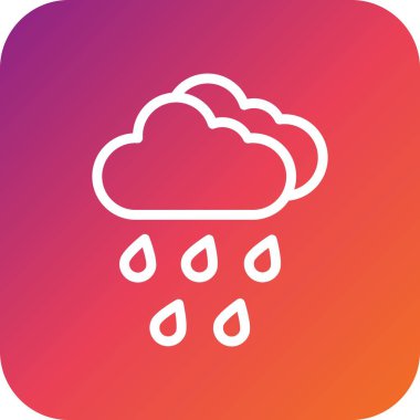 Şiddetli Yağmur Vektörü Simgesi Tasarım Çizimi