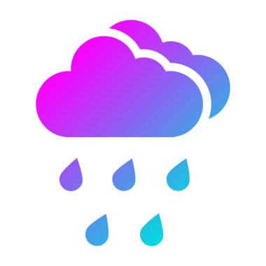 Şiddetli Yağmur Vektörü Simgesi Tasarım Çizimi