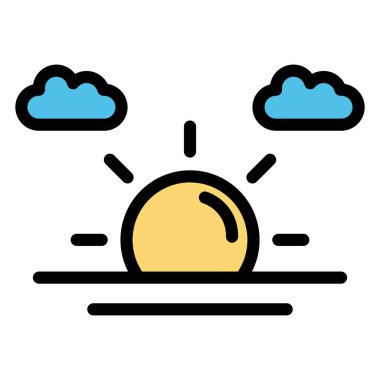 Güneş Batımı Vektör Simgesi Tasarım Illustratio