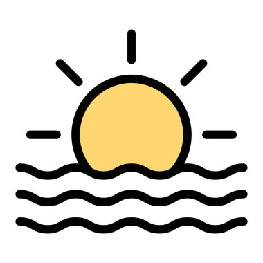 Güneş Doğuşu Vektör Simgesi Tasarımı Çizim Oranı