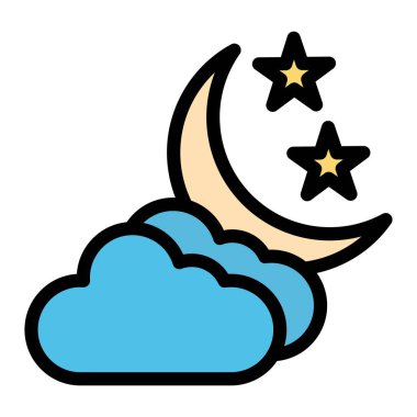 Gece Vektörü Simgesi Tasarım Çizimi