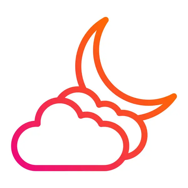 Noche Nublada Vector Icono Diseño Illustratio — Vector de stock