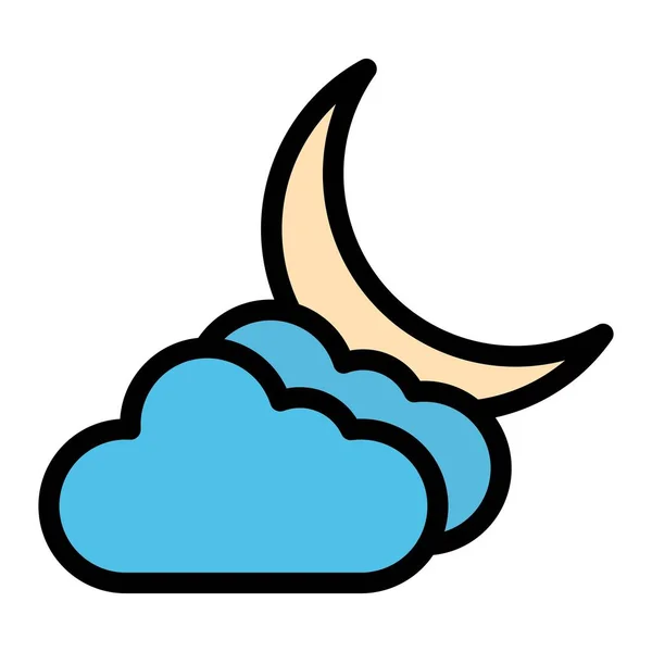 Cloudy Night Vector Ícone Design Illustratio — Vetor de Stock