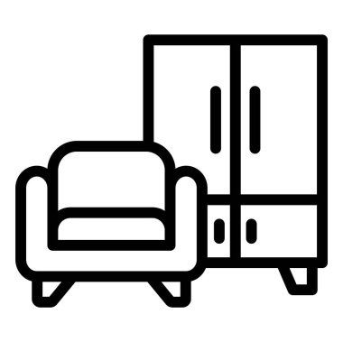 Ev Mobilya Vektörü Simge Tasarımı Çizimi