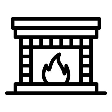 Şömine Vektörü Simgesi Tasarımı Çizimi