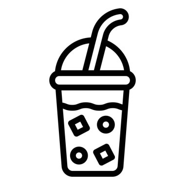 Buzlu Kahve Vektörü Simgesi Tasarımı Çizimi