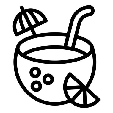 Hindistan cevizi Su Vektörü Simgesi Tasarım Çizimi