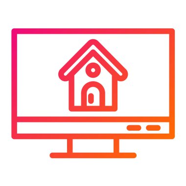 Çevrimiçi Ev Vektörü Simgesi Tasarım İllüstrasyonu