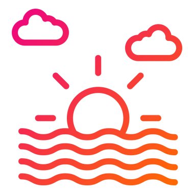 Sunset Vektör Simgesi Tasarım İllüstrasyonu