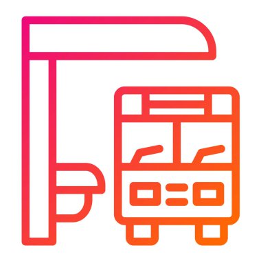 Otobüs Durağı Vektör Simgesi Tasarım İllüstrasyonu