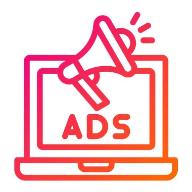 Çevrimiçi reklam Vektör Simgesi Tasarım İllüstrasyonu
