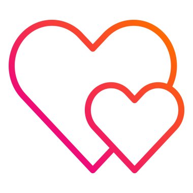 İki Kalpli Vektör Simgesi Tasarım Çizimi