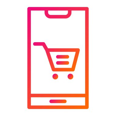 Mobil Alışveriş Vektörü Simgesi Tasarım İllüstrasyonu