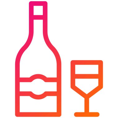 Şarap Vektörü Simgesi Tasarım Çizimi