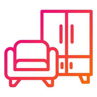 Ev Mobilya Vektörü Simge Tasarımı Çizimi