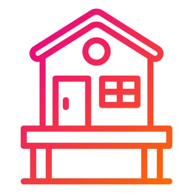 Cottage Vektör Simgesi Tasarım İllüstrasyonu