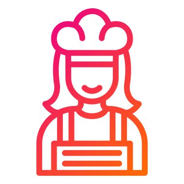 Kadın Şef Vektör Simgesi Tasarım İllüstrasyonu