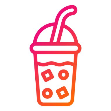 Buzlu Kahve Vektörü Simgesi Tasarımı Çizimi