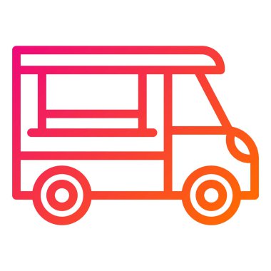 Kahve Kamyonu Vektör Simgesi Tasarım Çizimi