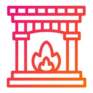 Şömine Vektörü Simgesi Tasarımı Çizimi