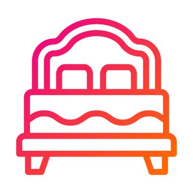 Çift yatak Vektör Simgesi Tasarım Çizimi