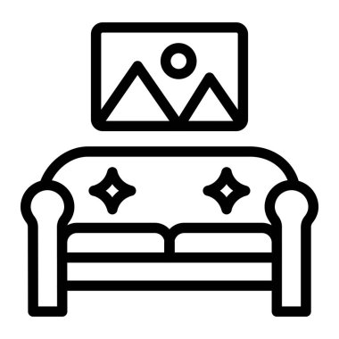 Oturma odası Vektör Simgesi Tasarım Çizimi