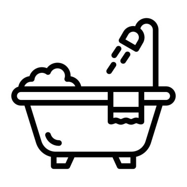 Küvet Vektörü Simgesi Tasarım İllüstrasyonu