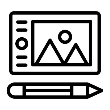 Grafik Tableti Vektör Simgesi Tasarım İllüstrasyonu