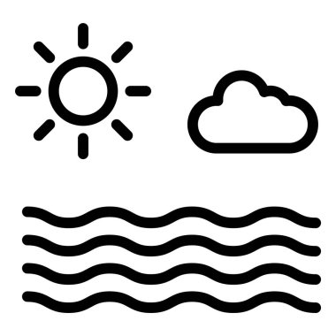 Deniz Vektörü Simgesi Tasarım İllüstrasyonu