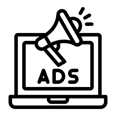 Çevrimiçi reklam Vektör Simgesi Tasarım İllüstrasyonu