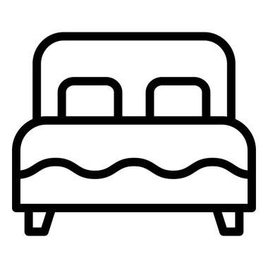 Çift yatak Vektör Simgesi Tasarım Çizimi