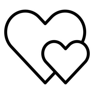 İki Kalpli Vektör Simgesi Tasarım Çizimi