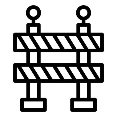 Yol Bariyeri Vektör Simgesi Tasarımı Çizimi