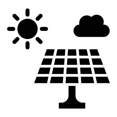 Güneş Paneli Vektör Simgesi Tasarım İllüstrasyonu