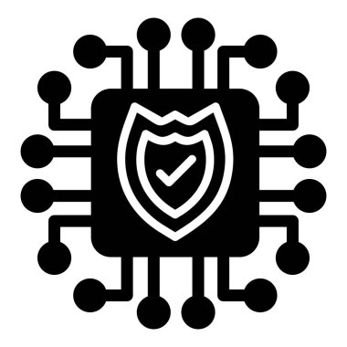 Siber Güvenlik Vektörü Simge Tasarımı İllüstrasyonu