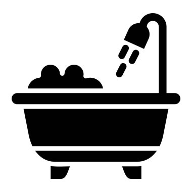 Küvet Vektörü Simgesi Tasarım İllüstrasyonu