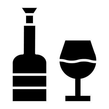 Şarap Vektörü Simgesi Tasarım Çizimi