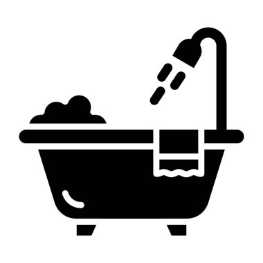 Küvet Vektörü Simgesi Tasarım İllüstrasyonu