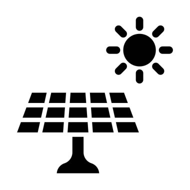 Güneş Paneli Vektör Simgesi Tasarım İllüstrasyonu