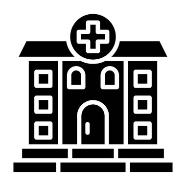 Hastane Vektör Simgesi Tasarım İllüstrasyonu