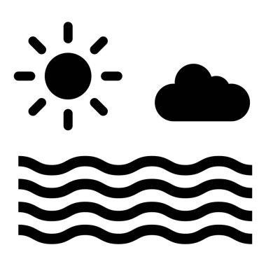 Deniz Vektörü Simgesi Tasarım İllüstrasyonu