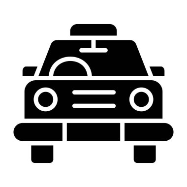 Taksi Vektörü Simgesi Tasarım Çizimi