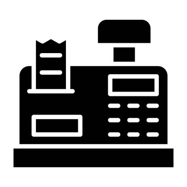 Kasiyer Makine Vektör Simgesi Tasarım İllüstrasyonu