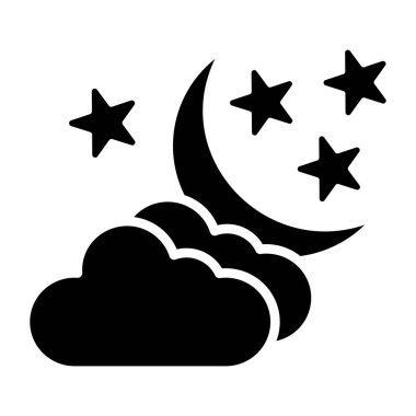 Gece Vektörü Simgesi Tasarım İllüstrasyonu
