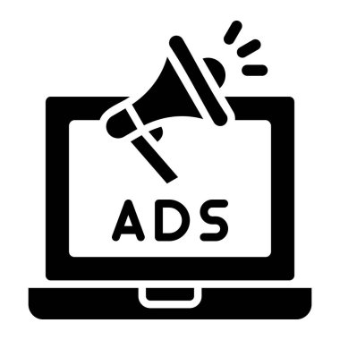 Çevrimiçi reklam Vektör Simgesi Tasarım İllüstrasyonu