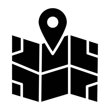 Harita Vektörü Simgesi Tasarım İllüstrasyonu