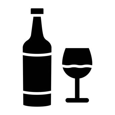 Şarap şişesi Vektör Simgesi Tasarım İllüstrasyonu